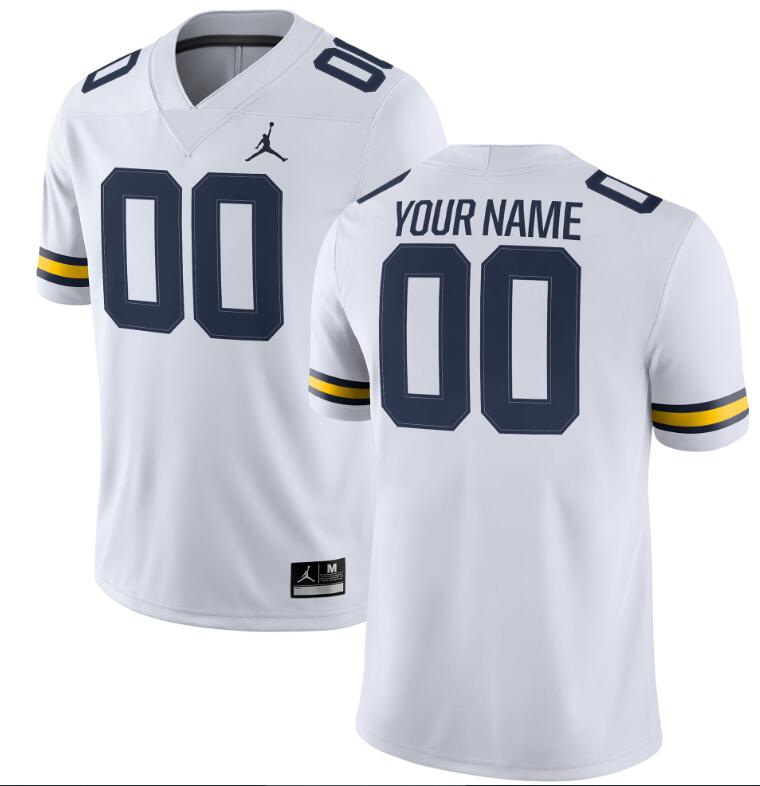 NCAA Men Michigan Wolverines white customized jersey->customized ncaa jersey->Custom Jersey